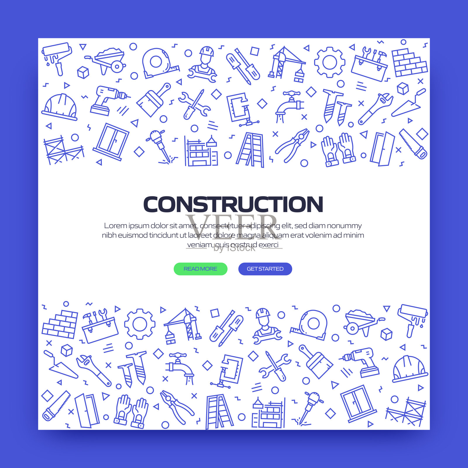 建筑行业相关的现代线条风格矢量插图插画图片素材