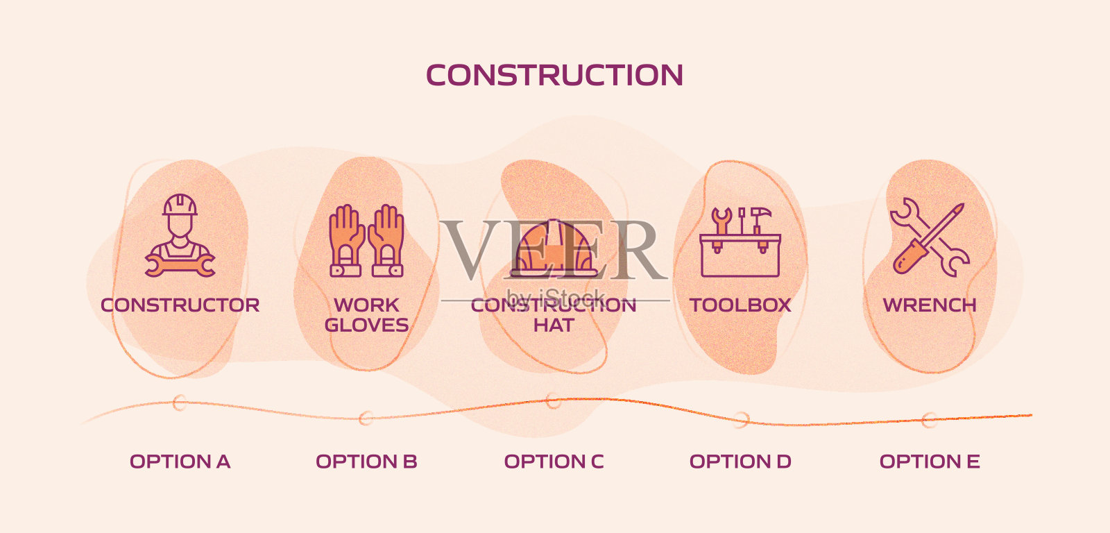 建筑行业相关流程信息图表模板。过程时间图。带有线性图标的工作流布局插画图片素材