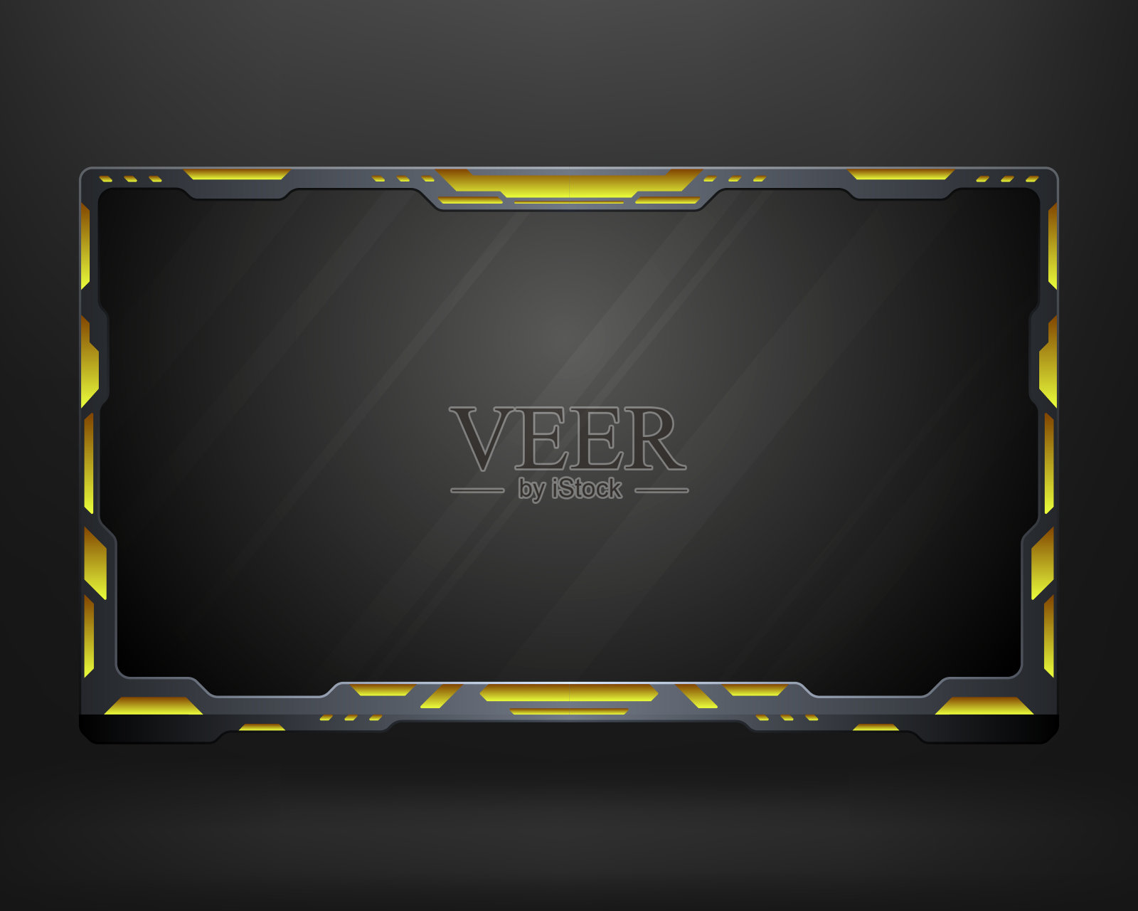 金属和黄色直播网络摄像头覆盖屏幕面板框架的视频广播插画图片素材