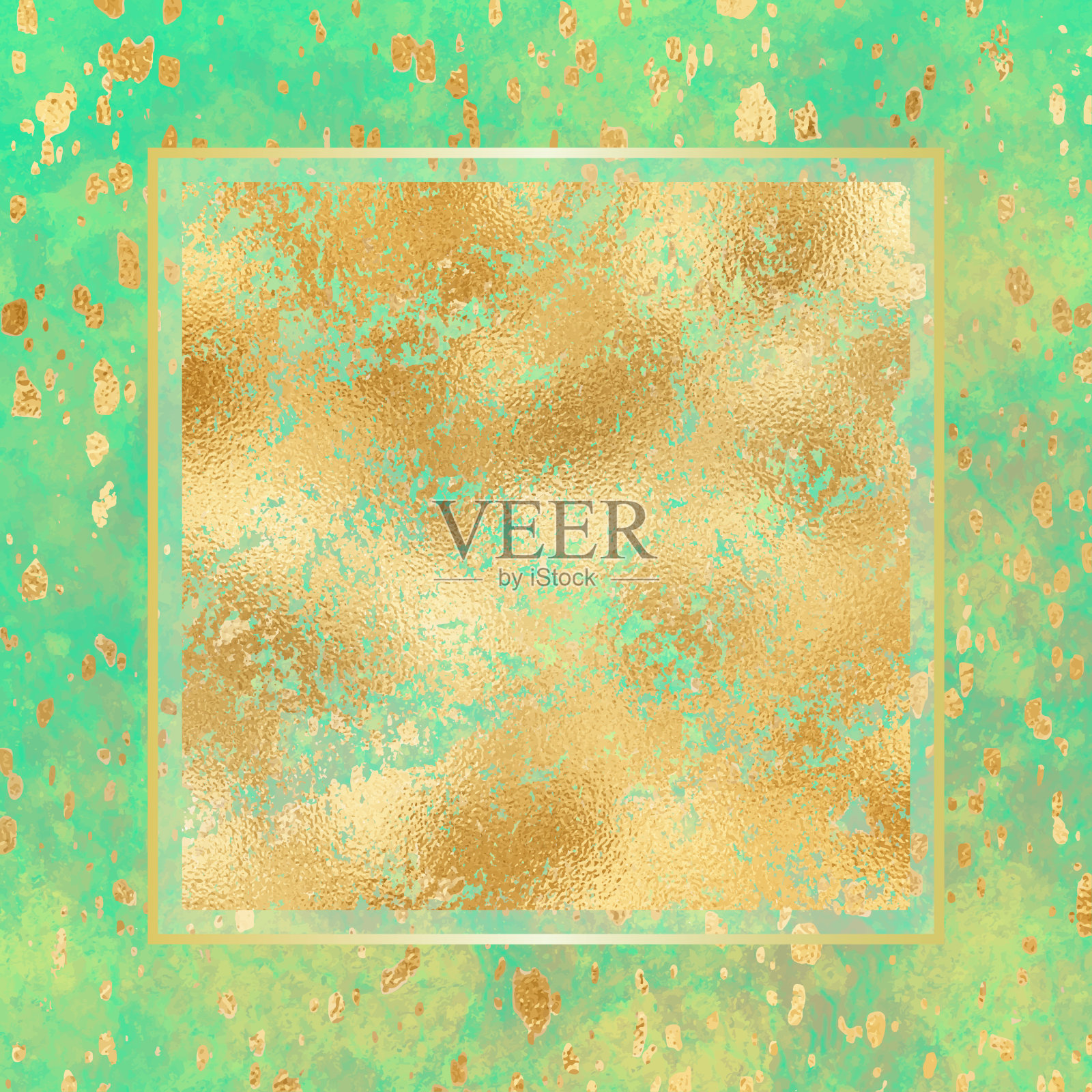 金箔Grunge纹理与绘制的背景。抽象水彩背景与明亮的颜色笔触。旗帜设计金属金色纹理，用于贺卡、宴会邀请、包装、表面设计。插画图片素材