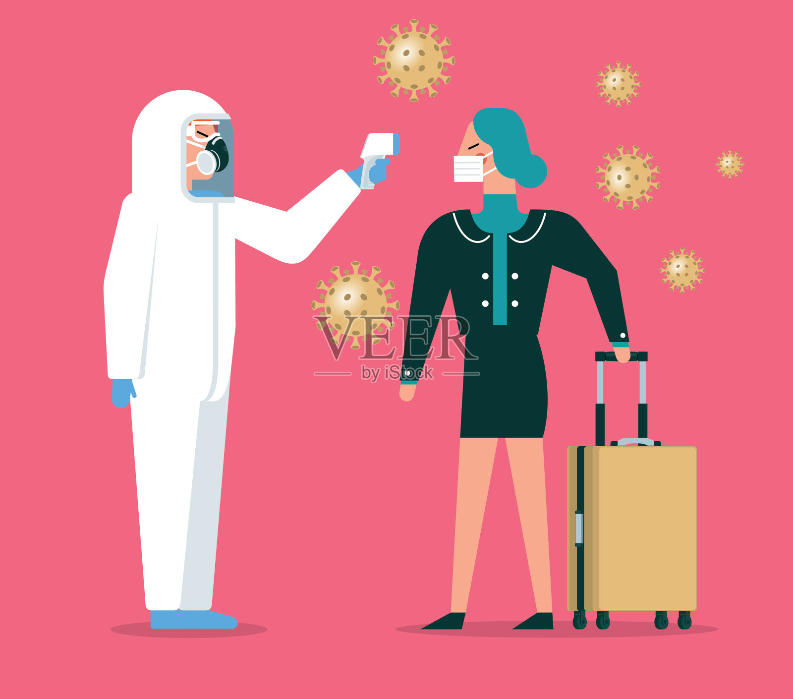 冠状病毒检查点-女商人插画图片素材