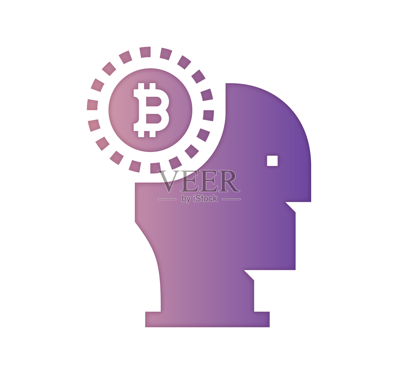 比特币解释渐变颜色和剪纸风格图标设计插画图片素材