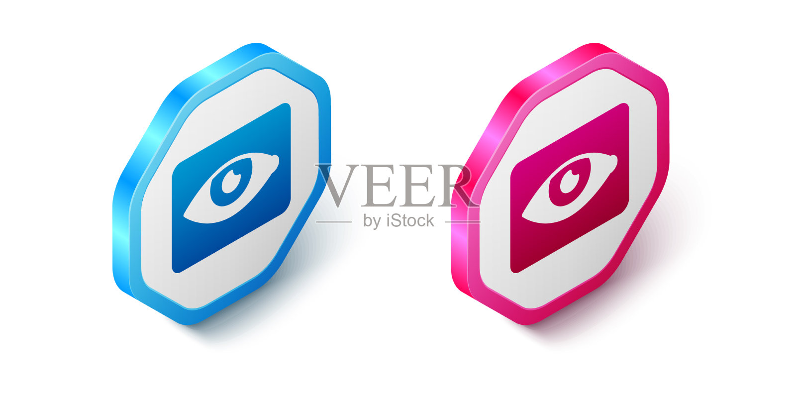 等距红眼效果图标孤立在白色图标素材