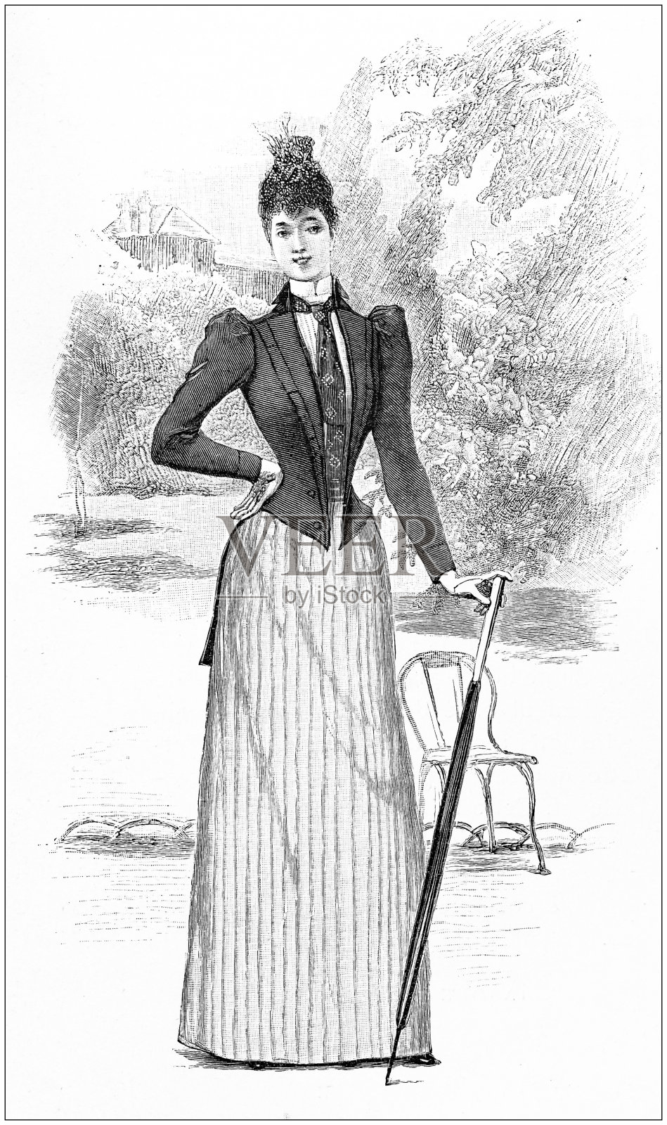 古董插图:优雅的女人插画图片素材