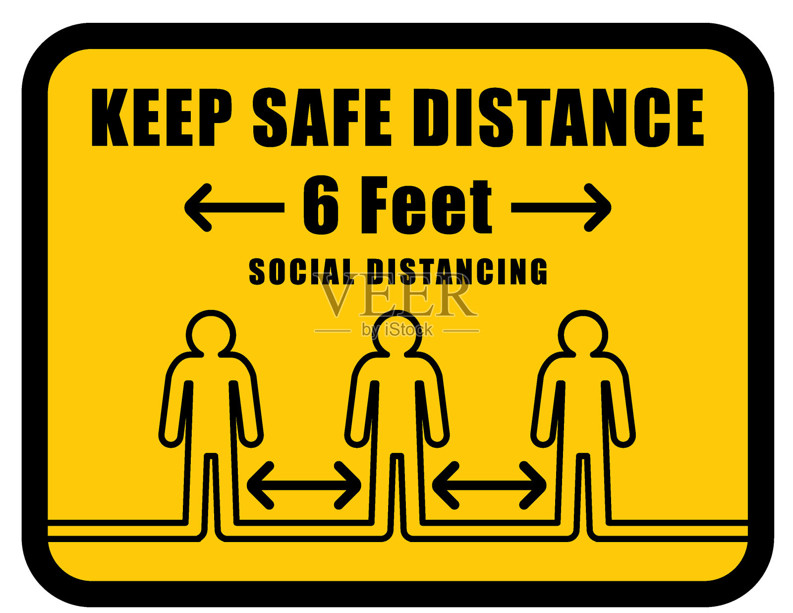 社会距离标志插画图片素材