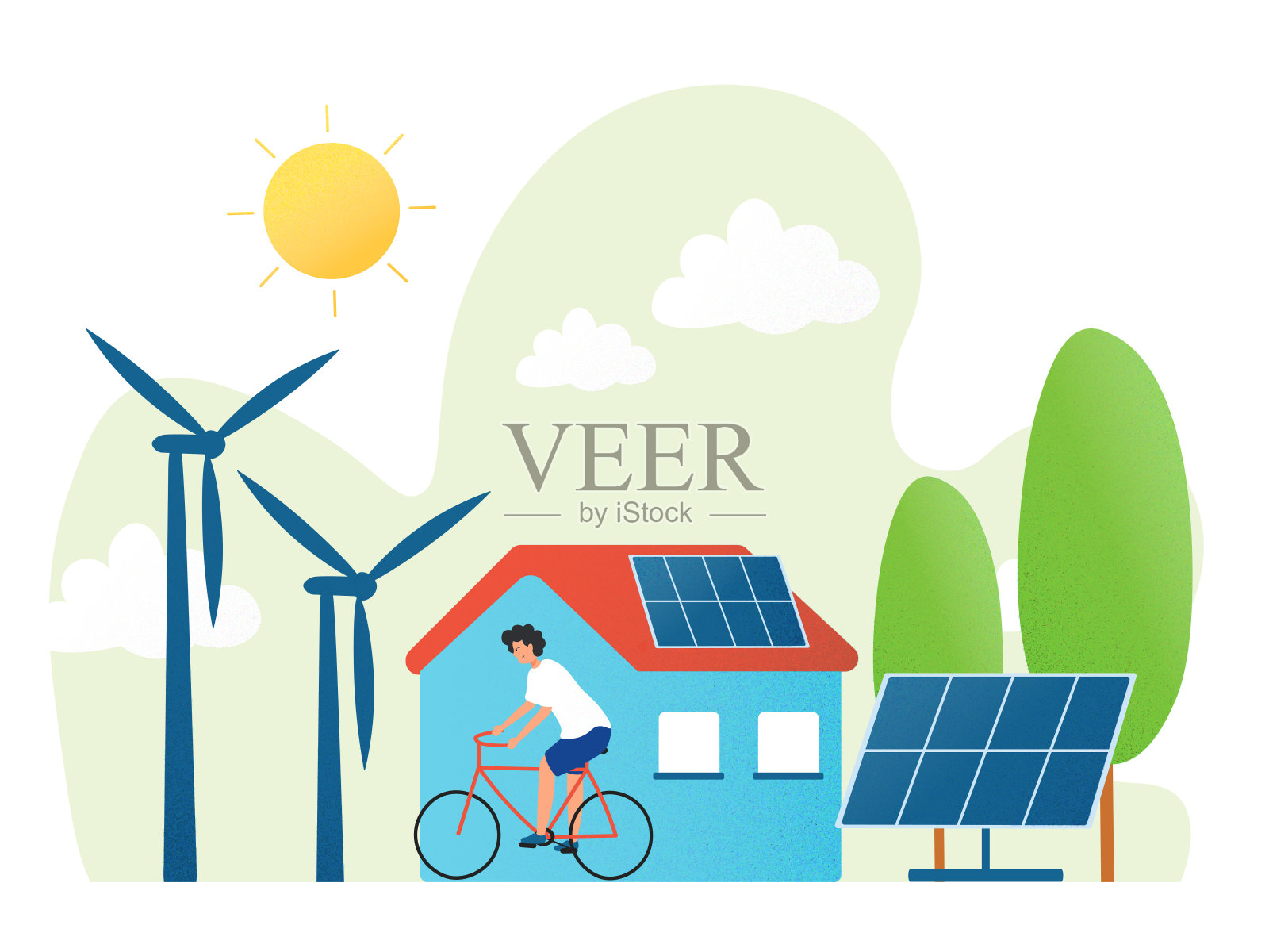 绿色能源，生态概念矢量插图。插画图片素材