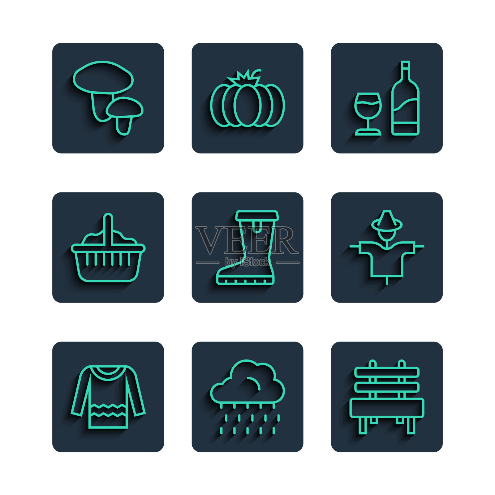 集线毛衣云带雨板凳酒图标素材