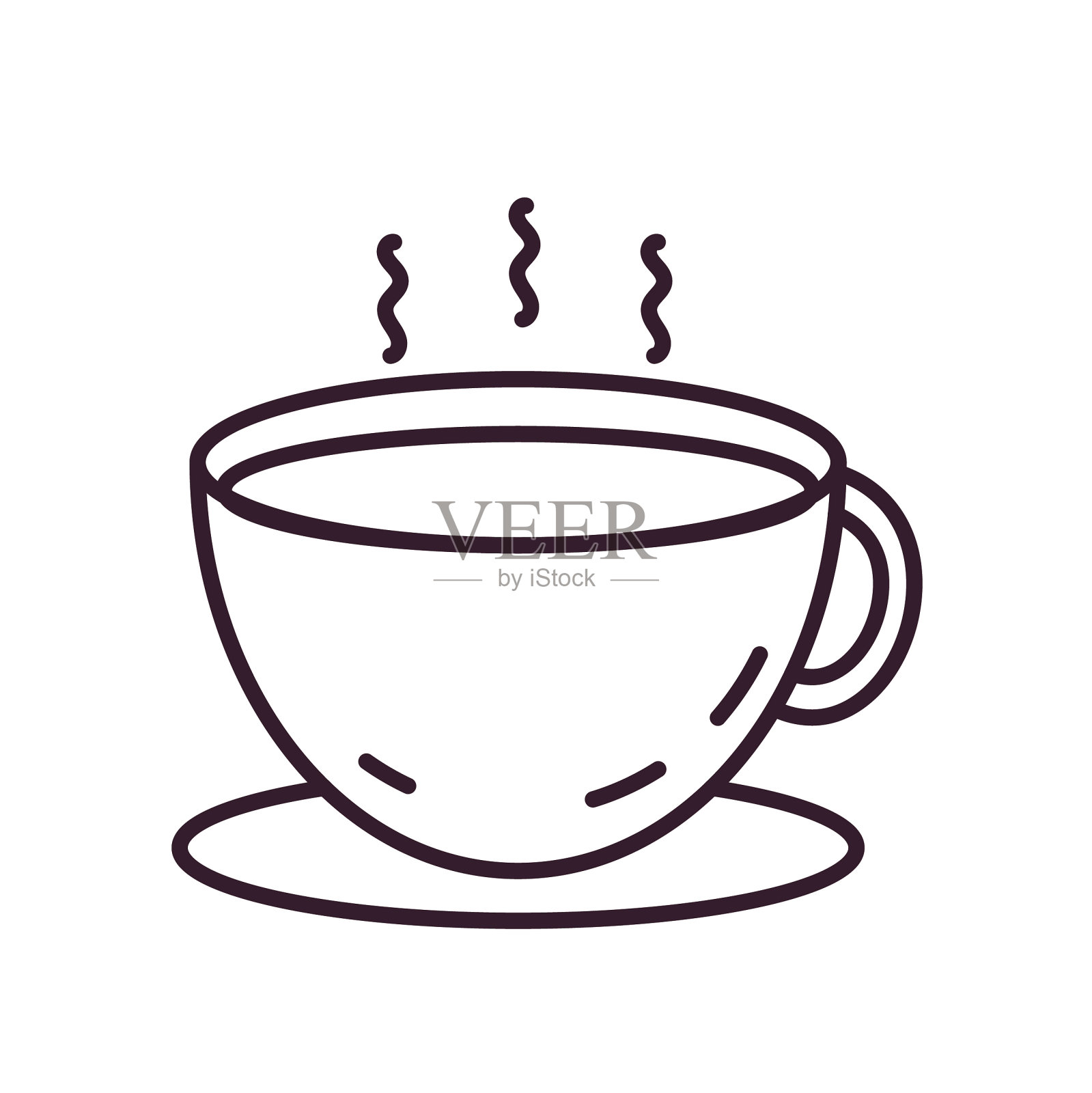 茶杯-细线早餐图标插画图片素材