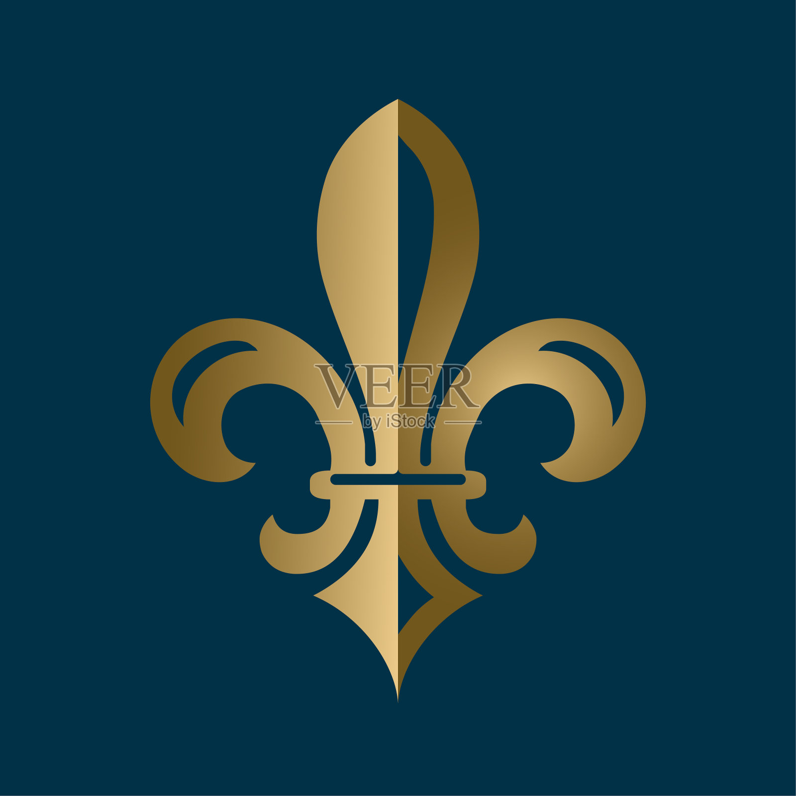 金色和蓝色的百合花象征插画图片素材