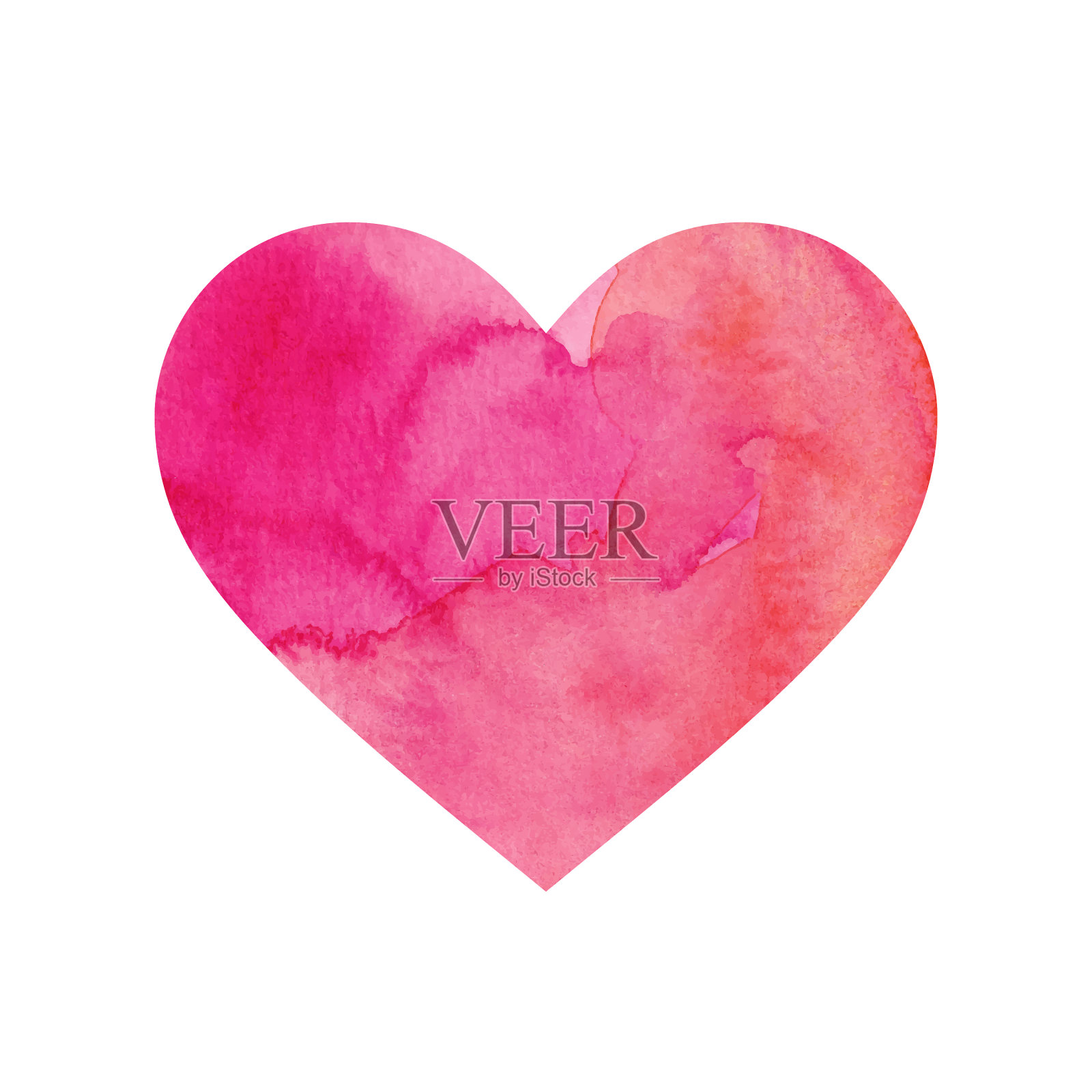 白色背景上隔离的粉色水彩手绘心形插画图片素材