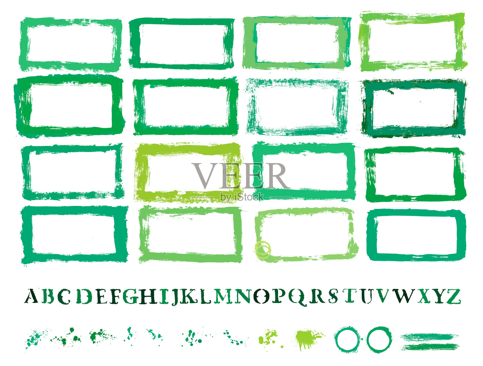 手绘矢量边界纹理字母集合插画图片素材