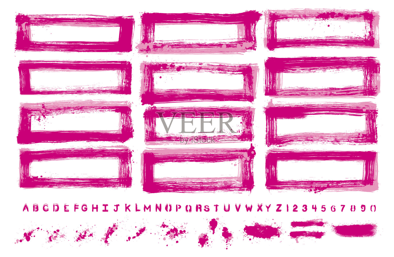 绘制矢量边界和油漆喷溅设计师集合插画图片素材