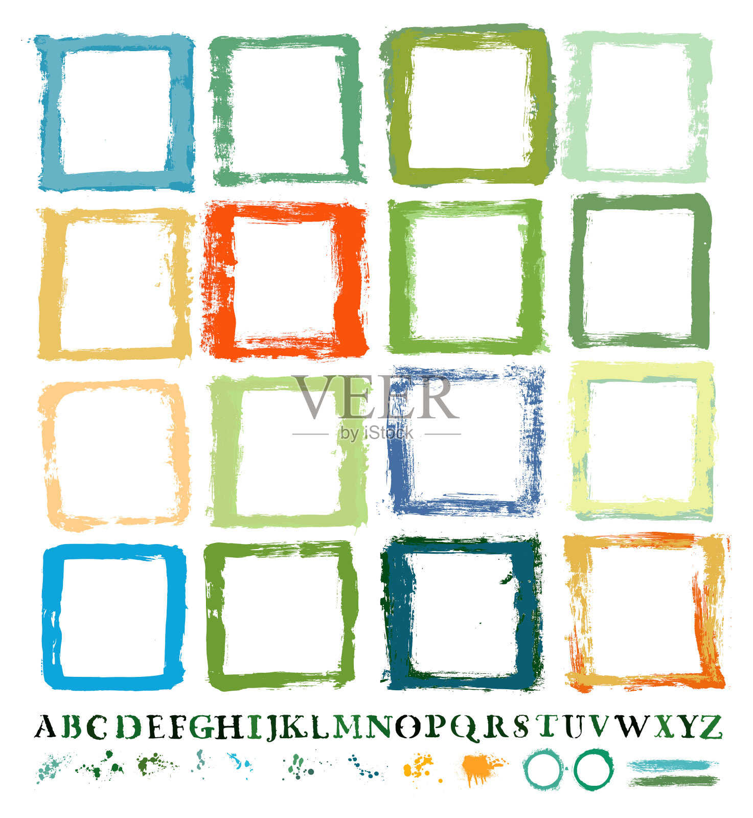 矢量手绘垃圾边界飞溅字母集插画图片素材