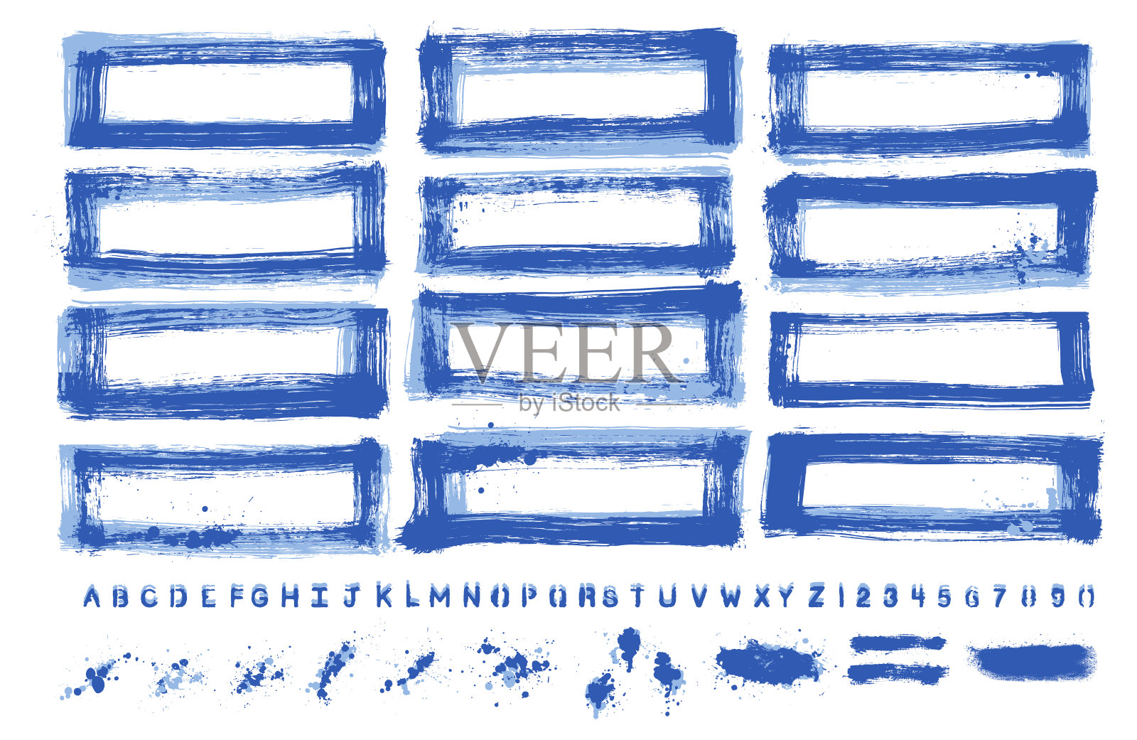 矢量手绘垃圾边界飞溅字母集插画图片素材