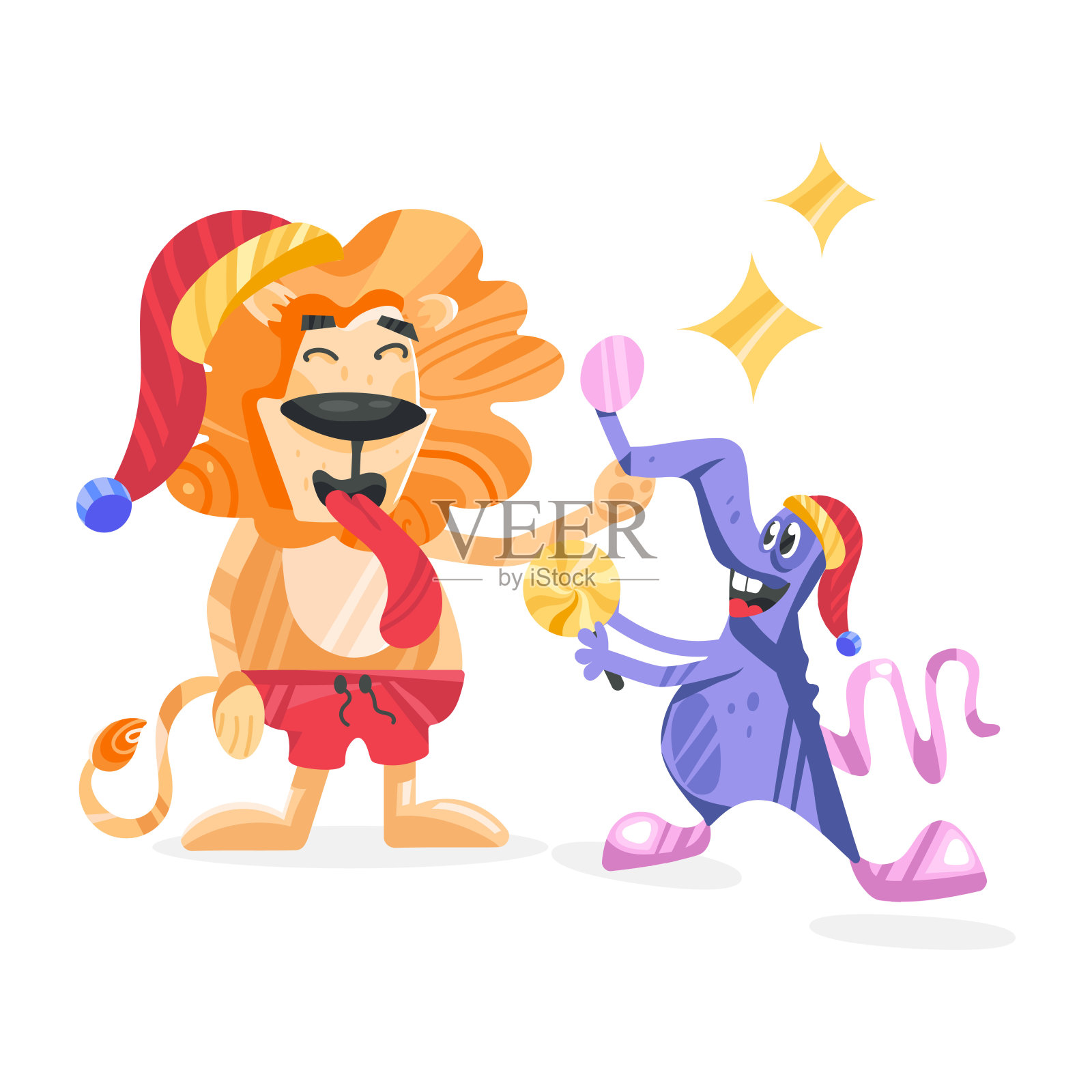 动物的圣诞节插画图片素材