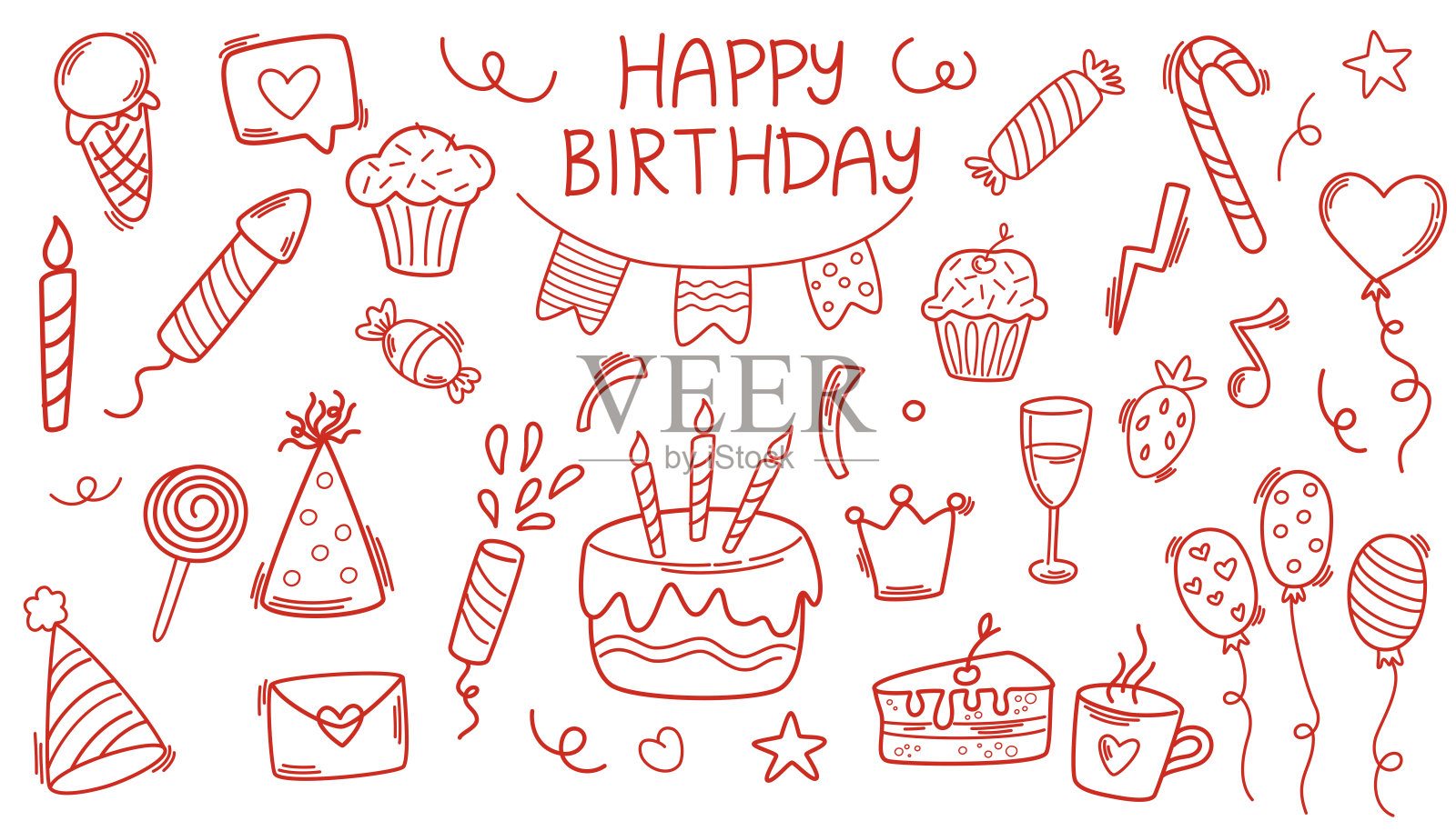 0613年_birthday_set插画图片素材