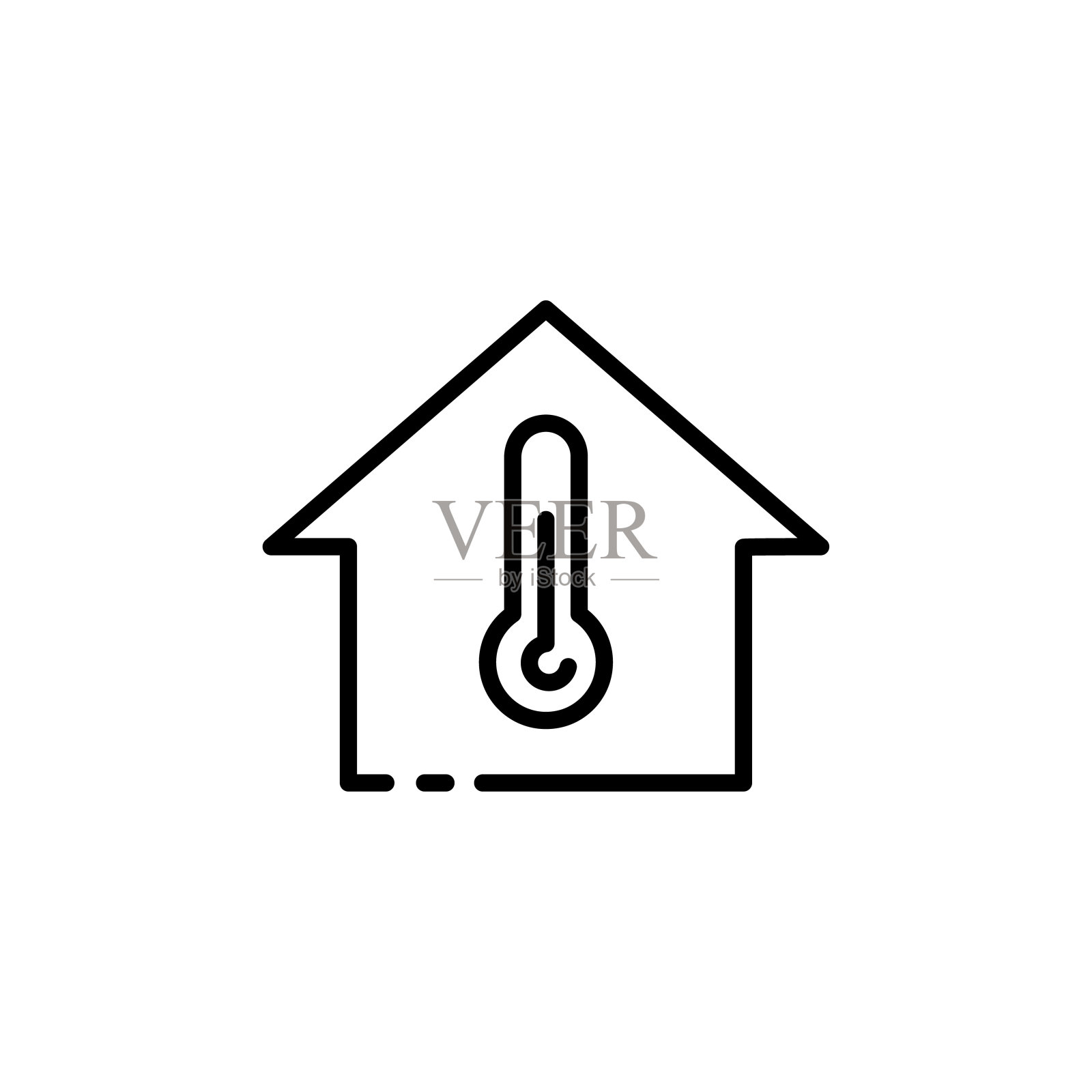 房子里的温度。线路图标，黑色，室温。矢量图标。图标素材