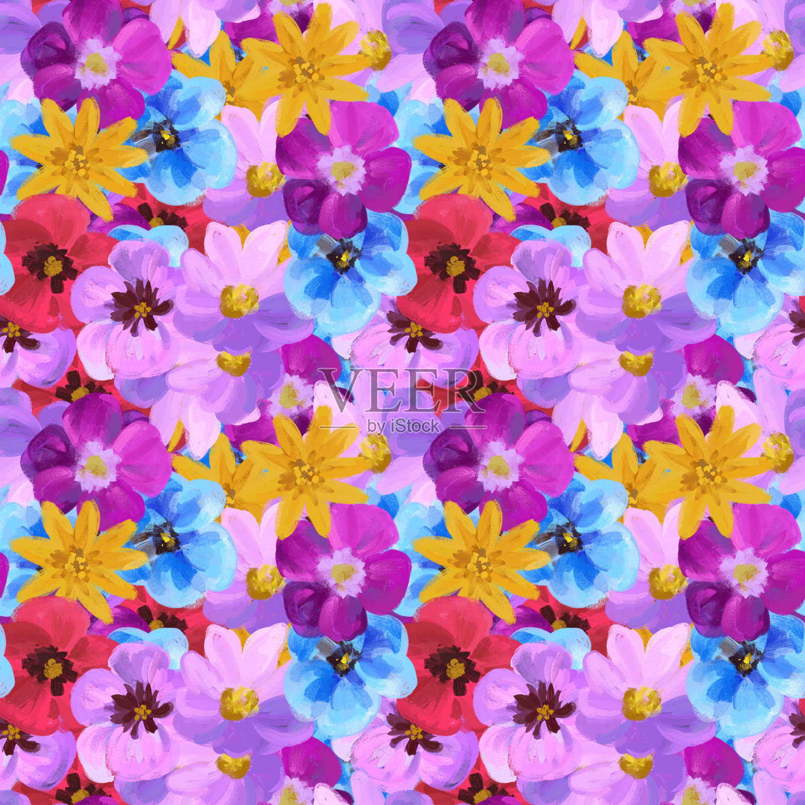 无缝花蕾图案插画图片素材