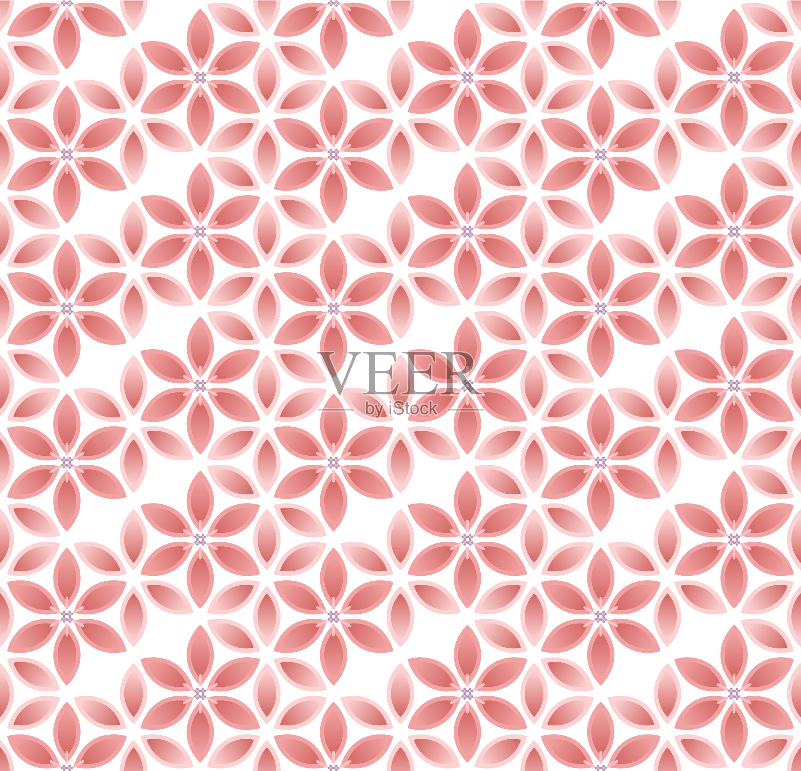 日本粉红色六边形花矢量无缝图案插画图片素材