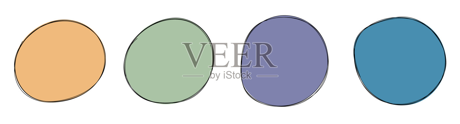 手绘彩色圆斑点矢量插图集插画图片素材