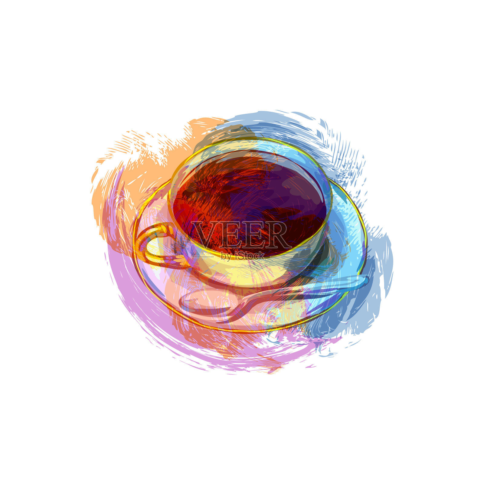 咖啡杯突插画图片素材