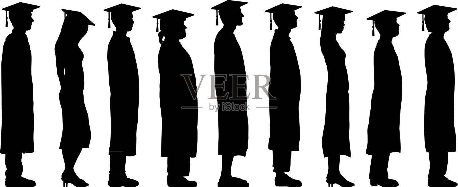 毕业生排队插画图片素材