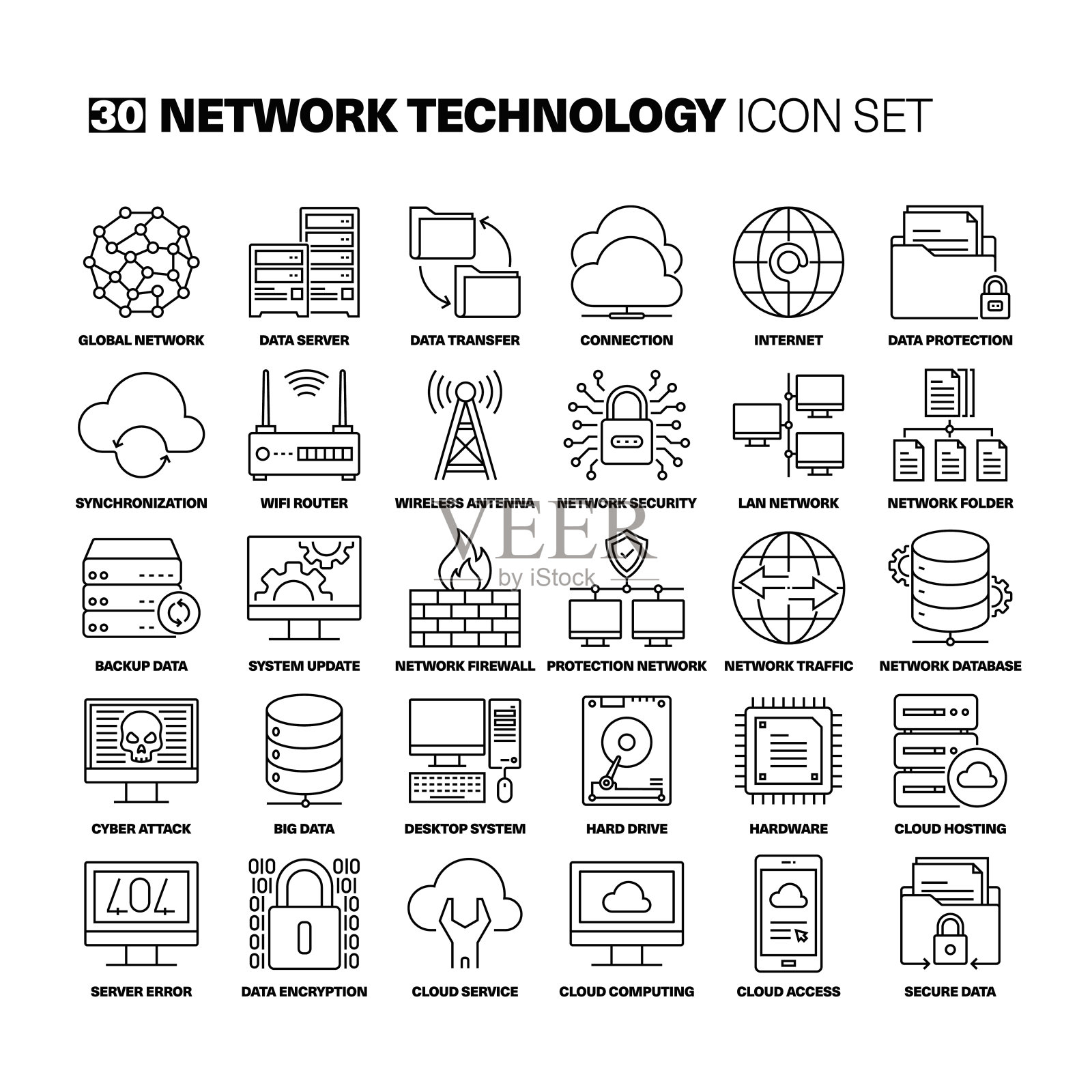 网络技术线路图标集图标素材