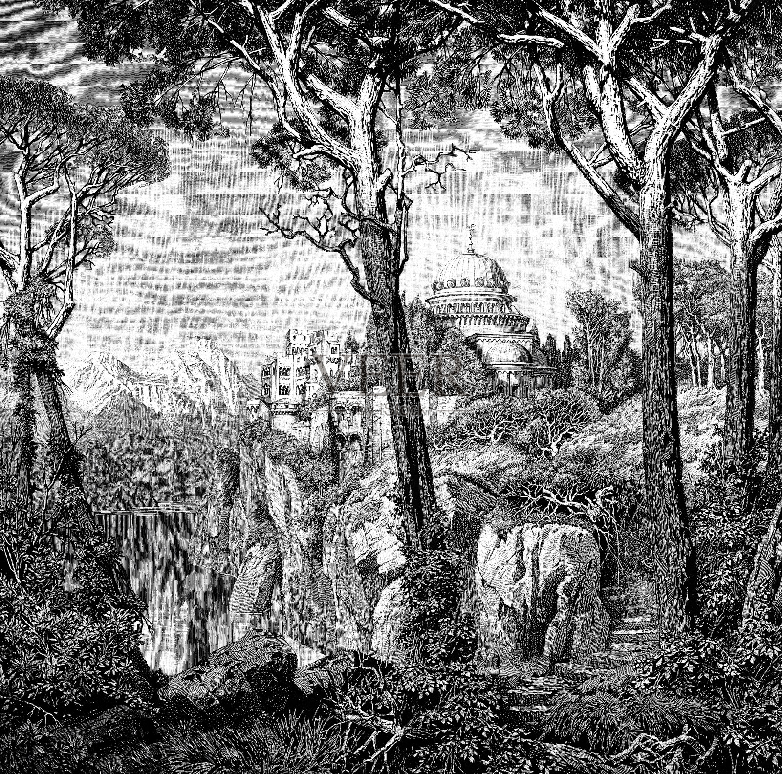 格拉斯堡的圣杯城堡插画图片素材