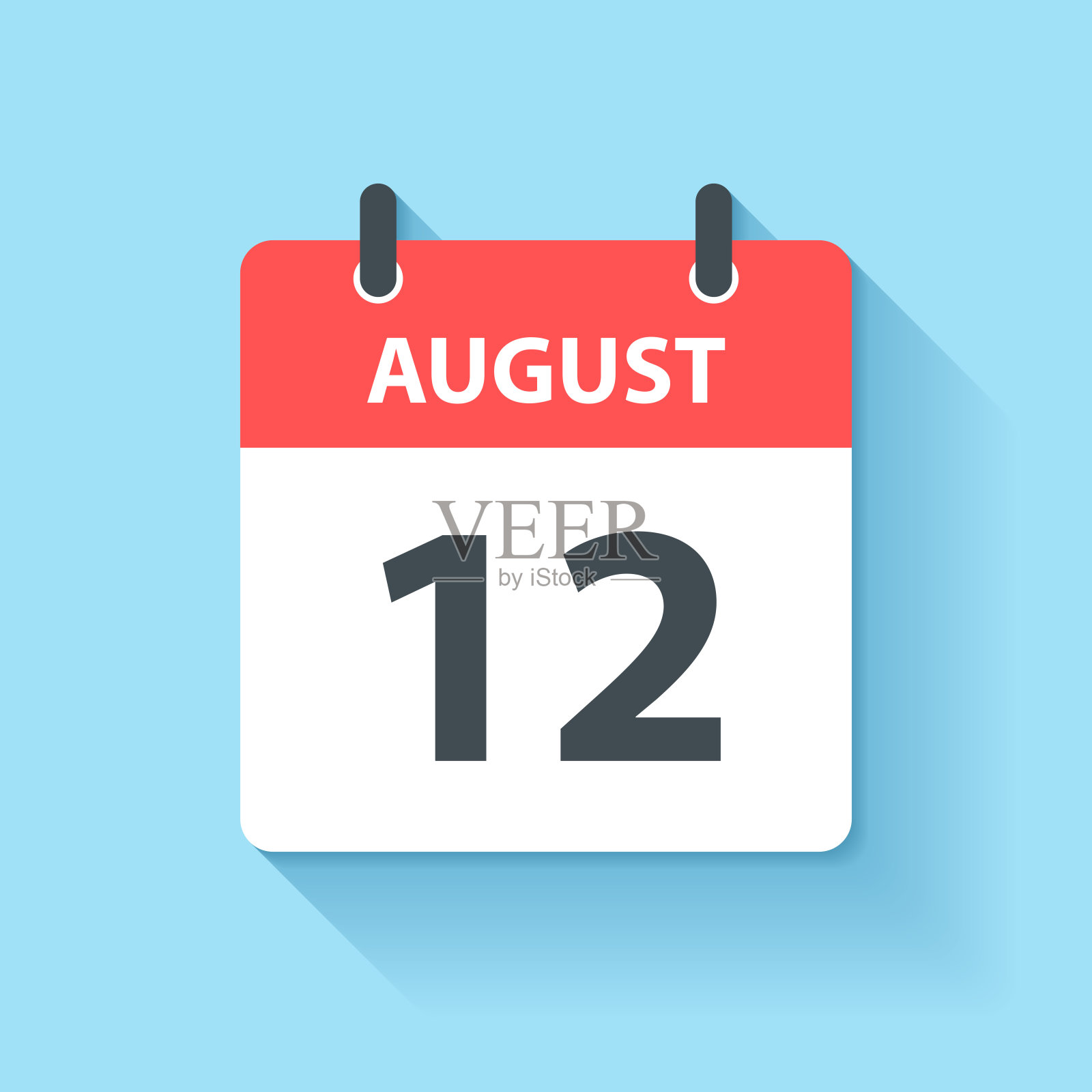 8月12日-日日历图标在平面设计风格插画图片素材