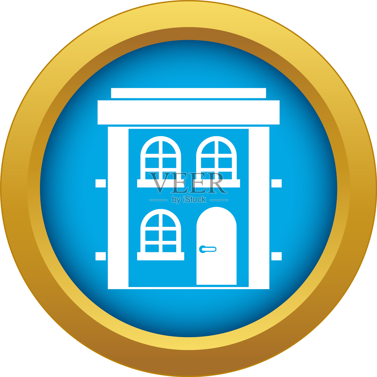 蓝色的两层住宅图标图标素材