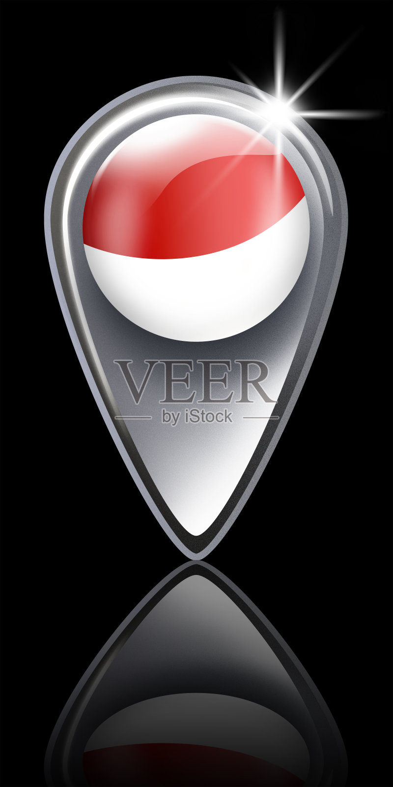 摩纳哥按钮地图指针与标志隔离在黑色设计元素图片