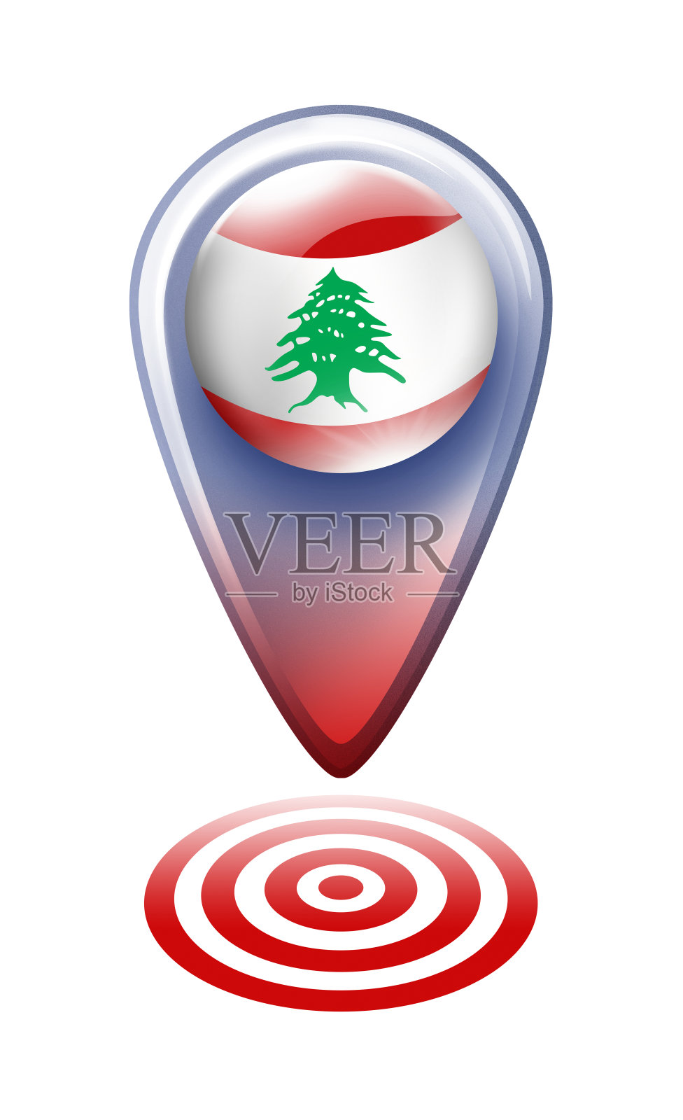 带有黎巴嫩国旗的地图指针按钮插画图片素材