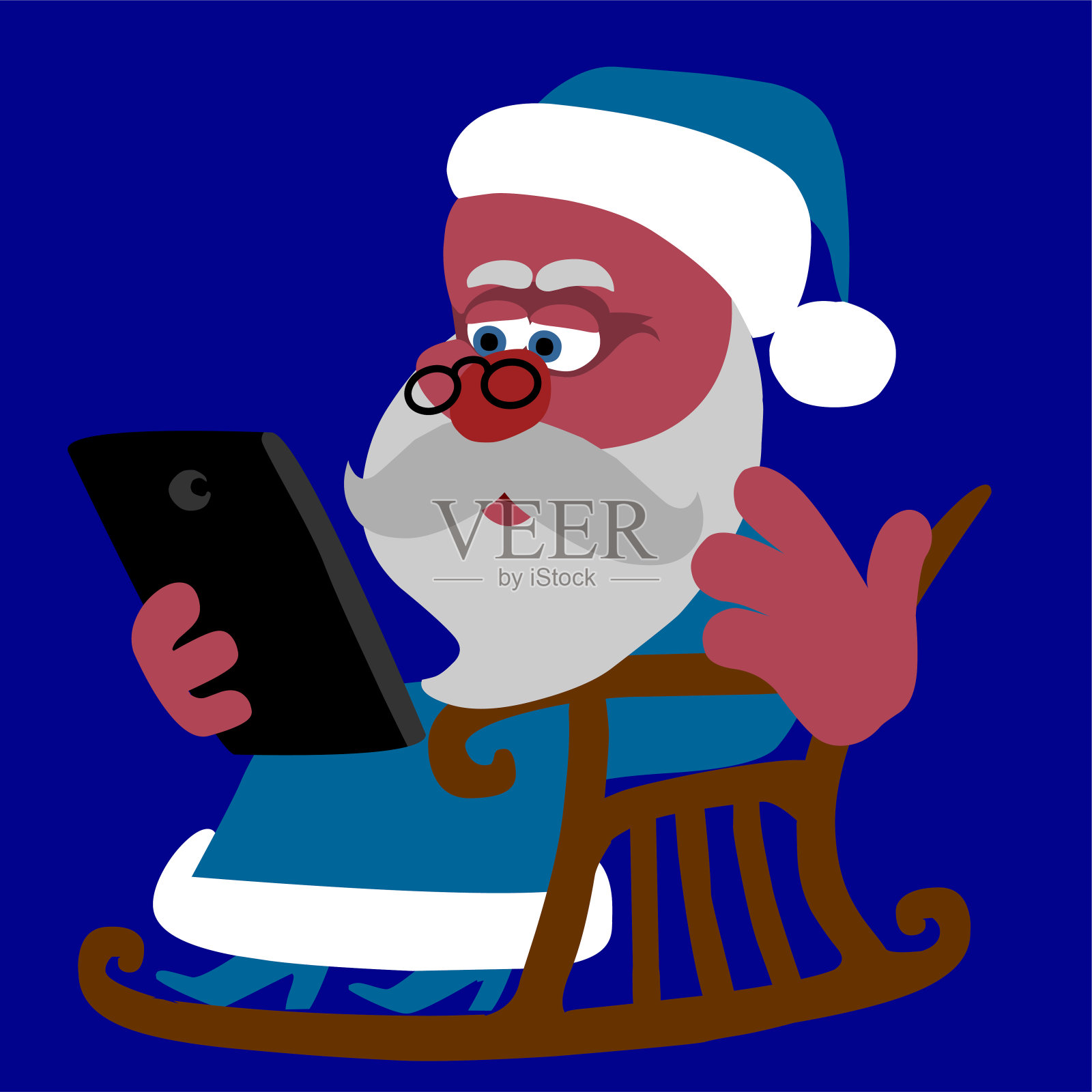 圣诞老人和电话插画图片素材