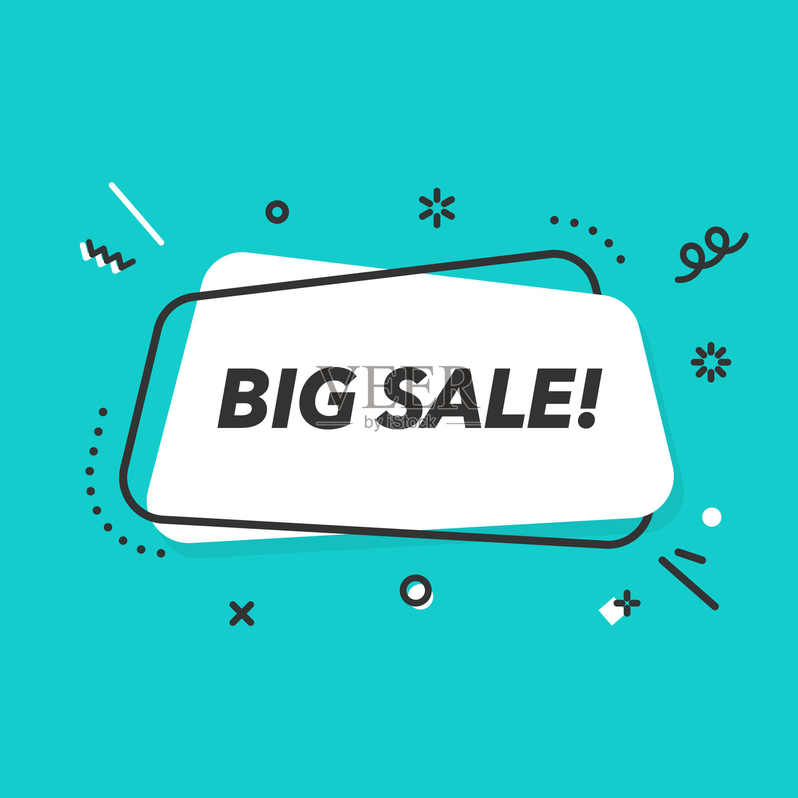 Moden Flat Banner。线性语音气泡。宣传横幅。新潮的平面几何矢量横幅。设计元素图片