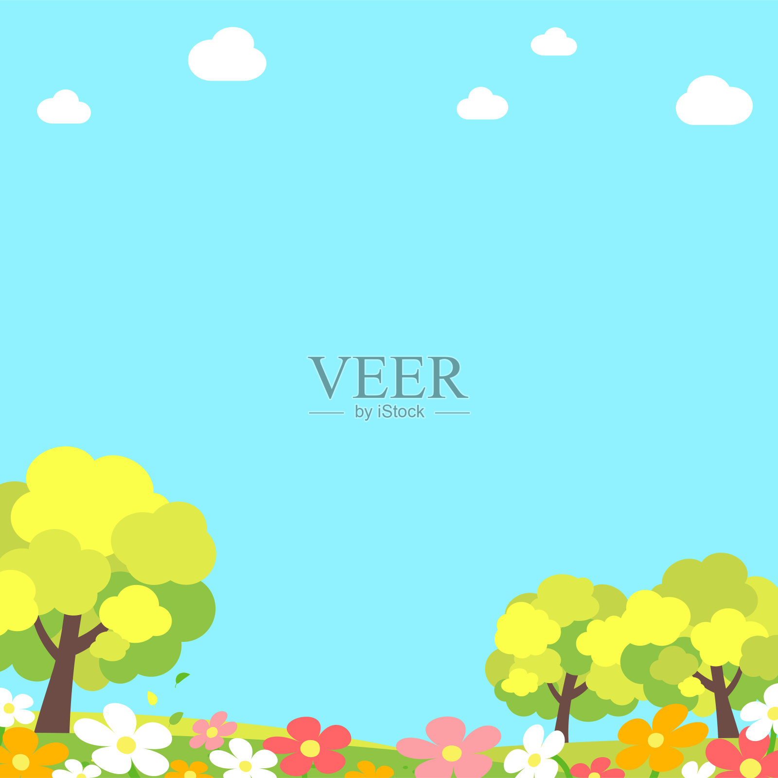 网页横幅与可爱的树插图插画图片素材