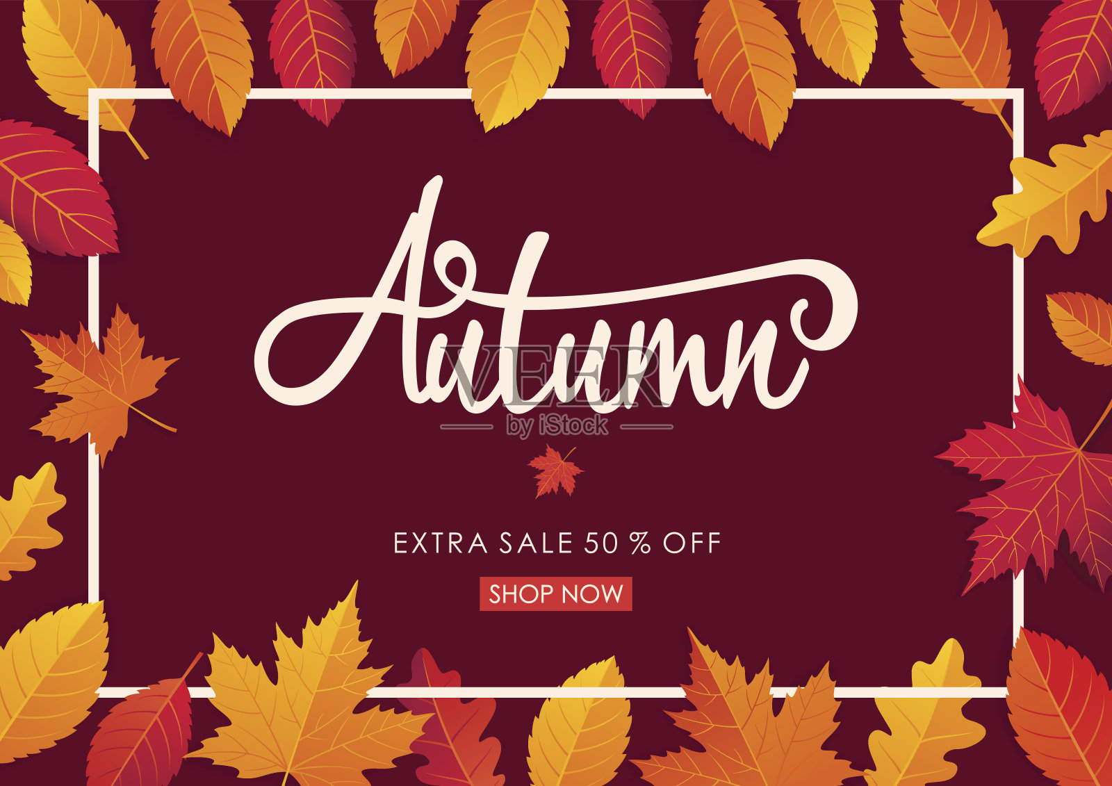 秋季销售水平背景。购物提供海报。矢量图模板插画图片素材