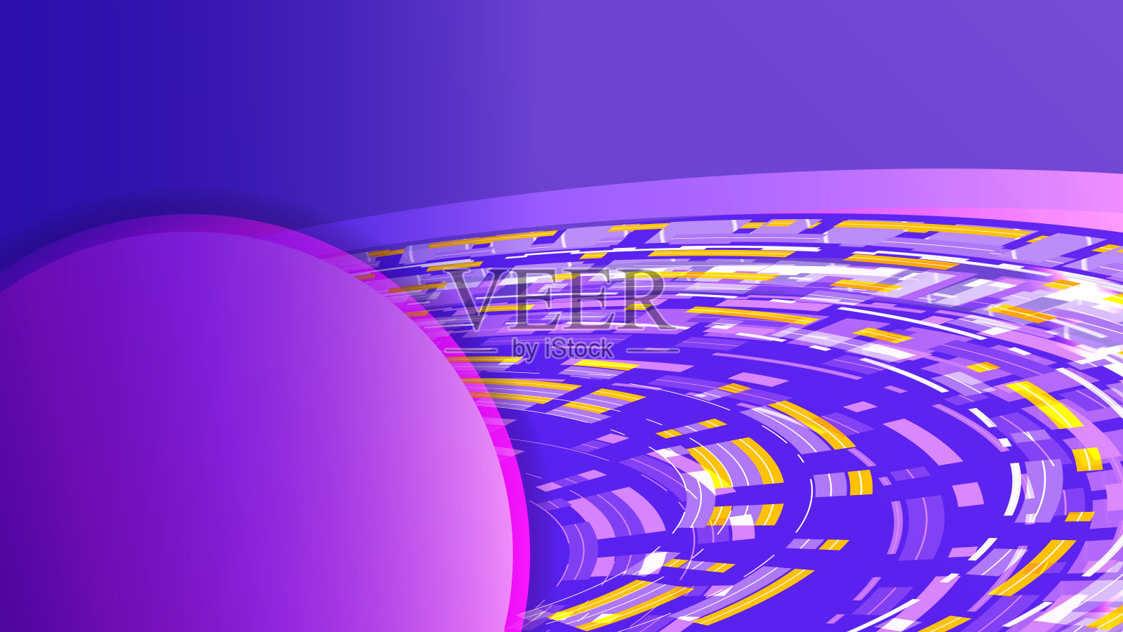 未来主义插图-球体周围的技术发光环。插画图片素材