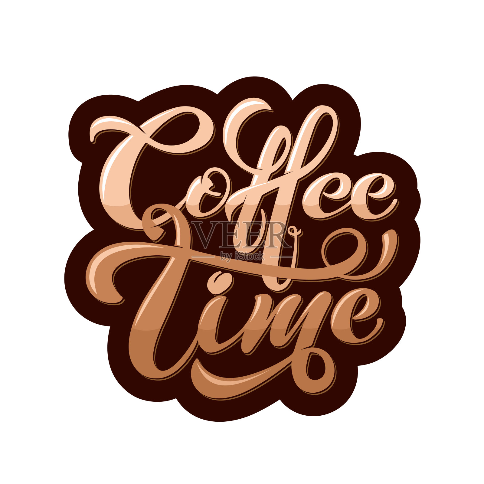 喝咖啡的时间。矢量插图的手写字母。矢量元素为咖啡店，市场，咖啡厅设计，餐厅菜单和食谱。插画图片素材