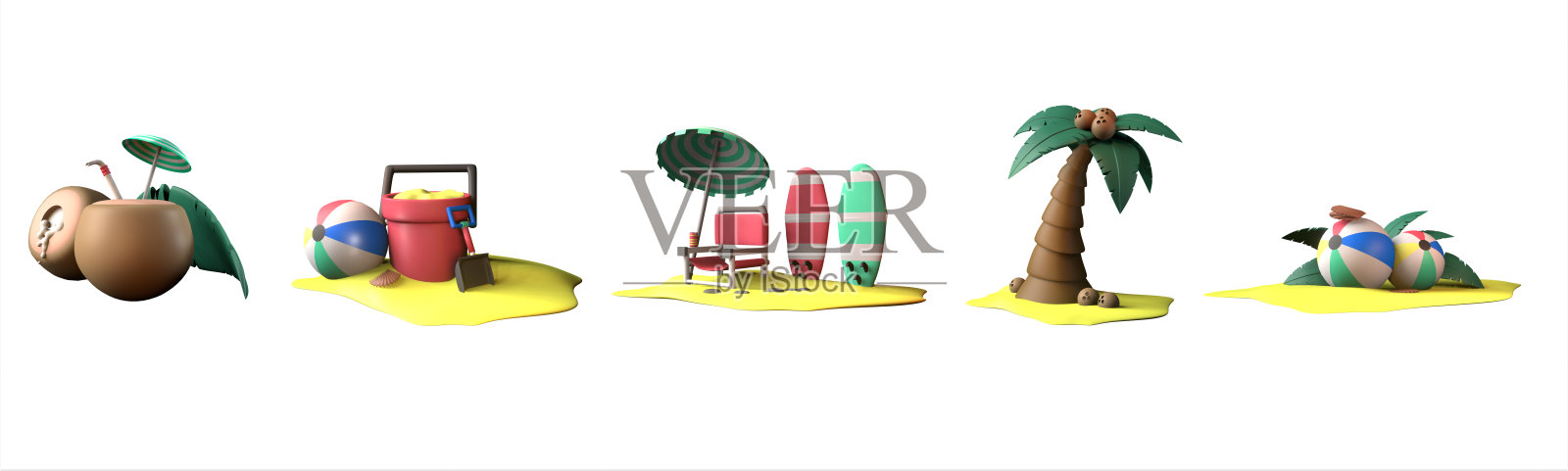 3D图标夏季系列渲染孤立的白色背景照片摄影图片