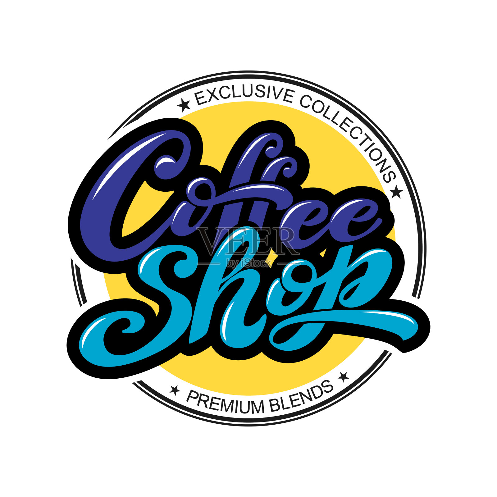 咖啡店图标。矢量插图的手写字母。咖啡店，市场，咖啡厅设计，餐厅菜单和商店的元素。插画图片素材