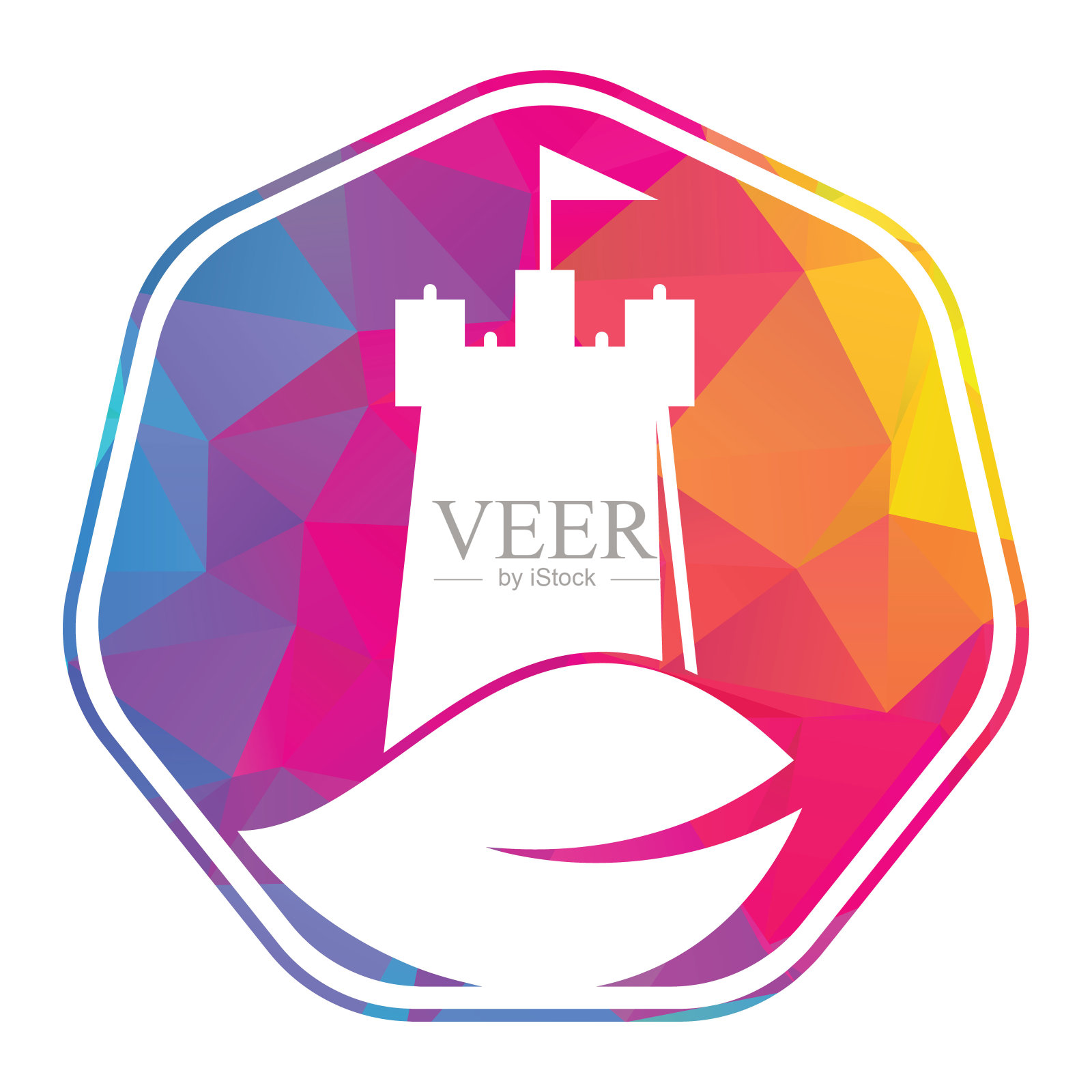 城堡与叶图标矢量插画图片素材