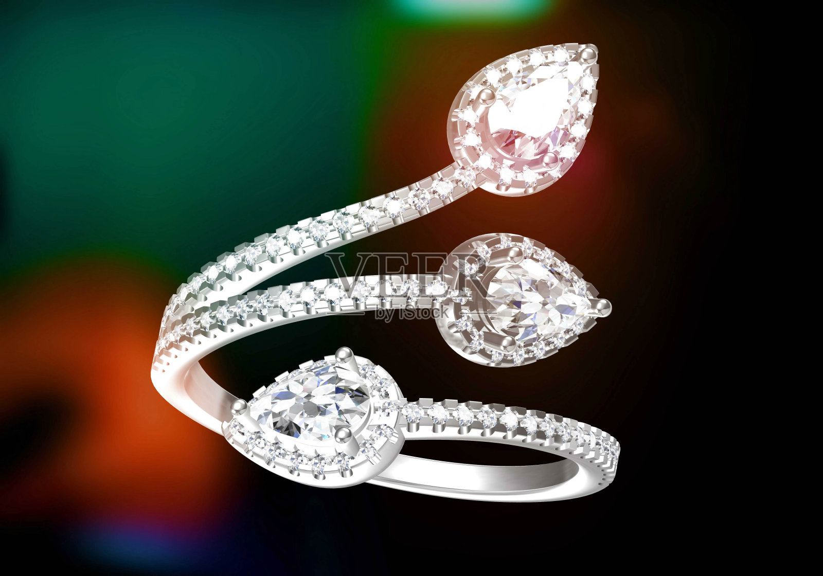 美女结婚戒指。(高分辨率三维图像)照片摄影图片