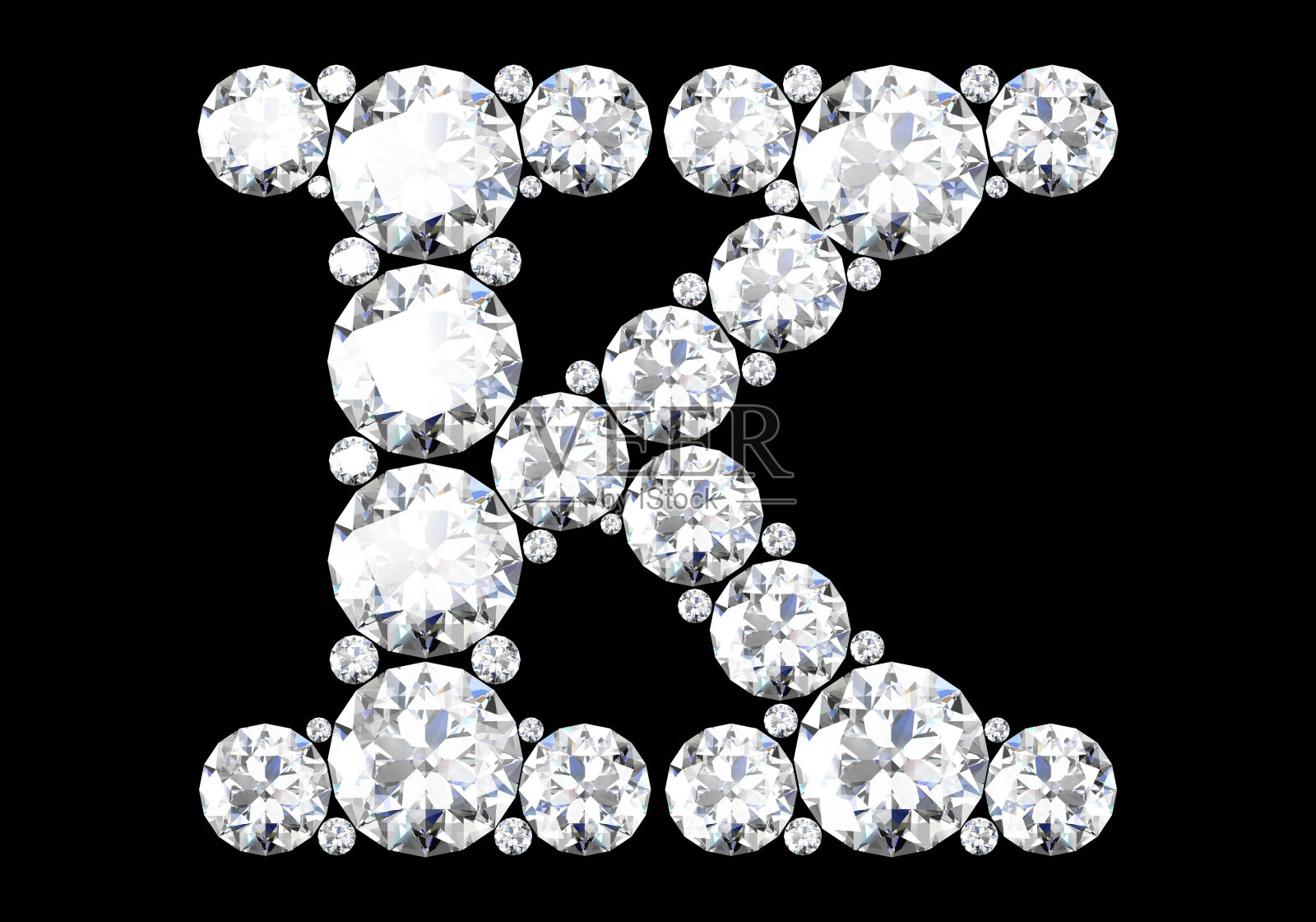 镶有宝石的钻石字母(高分辨率3D图像)照片摄影图片