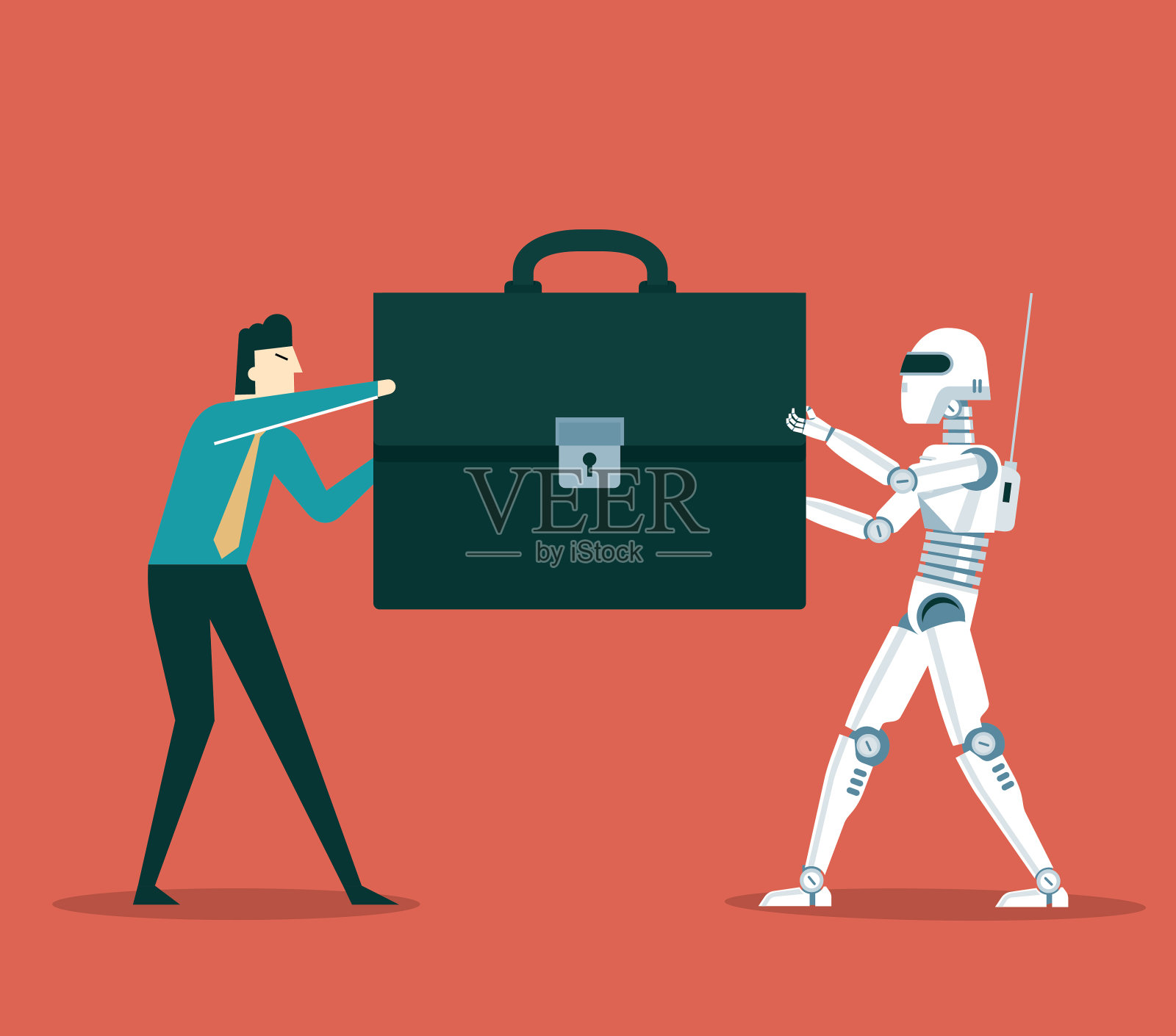 商人与机器人插画图片素材