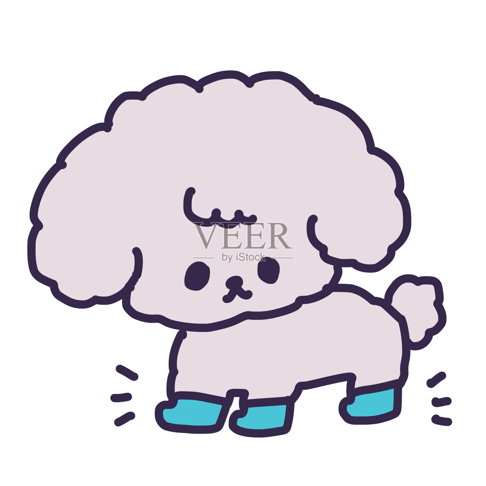 一只可爱的玩具狮子狗穿着狗鞋插画图片素材