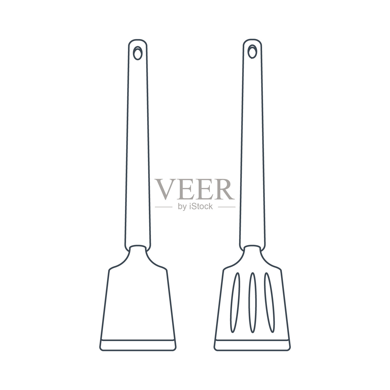 菜肴。一套厨房里用来翻动食物的抹刀。线的艺术。插画图片素材