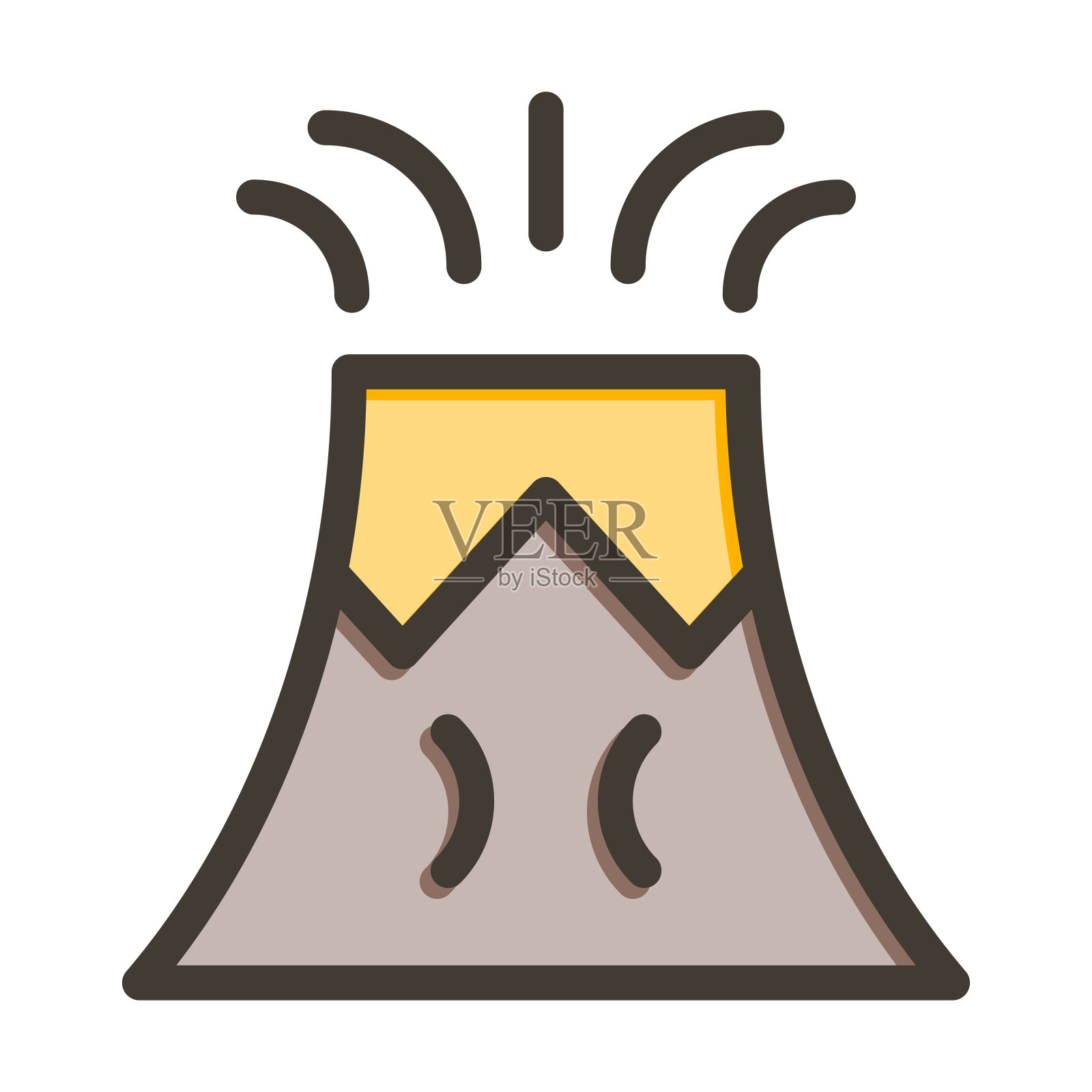 火山粗线填充颜色为个人和商业用途。插画图片素材