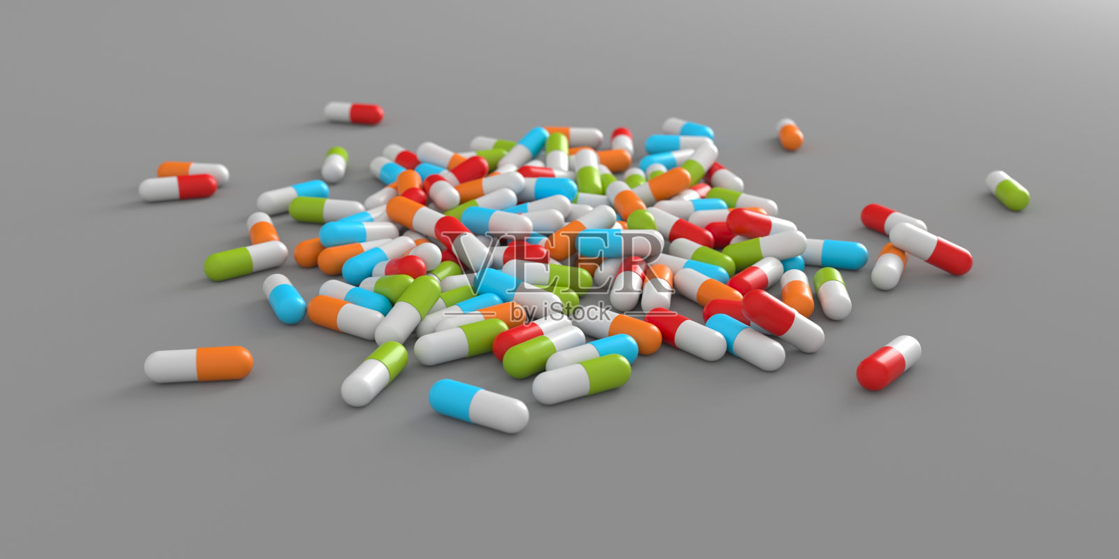 表面上有不同的药物。什锦药片照片摄影图片