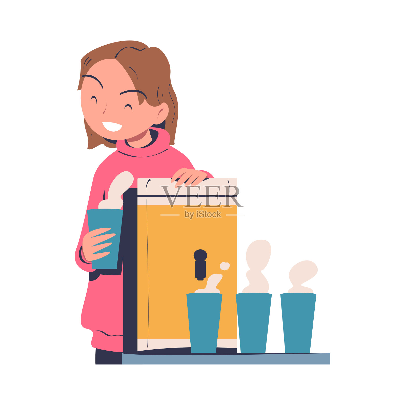 志愿服务与妇女志愿者给无家可归的温热饮料矢量插图插画图片素材