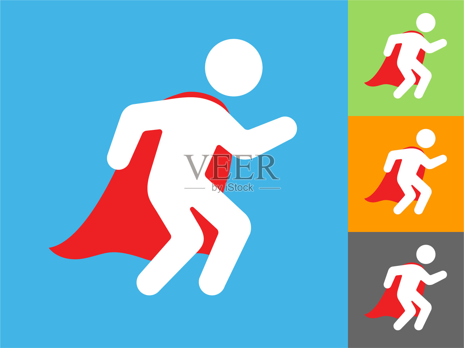 超级英雄与Cape Running图标插画图片素材